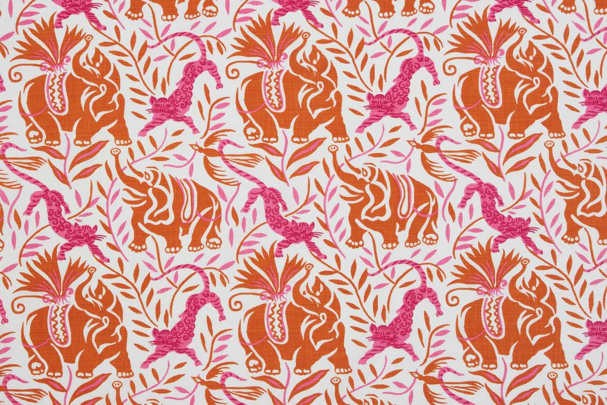 Colourful red and orange Christopher Farr La Jungle Fabric Upholstery