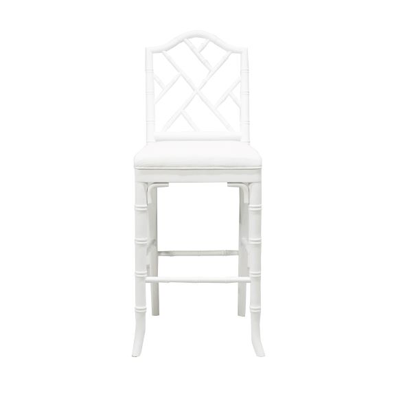 Chippendale bar stools in white lacquer