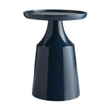 Lacquer navy blue accent table with round top