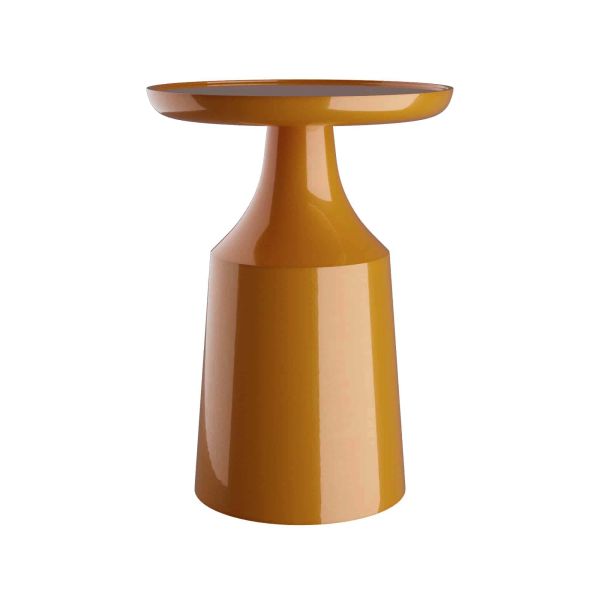 Lacquer yellow accent table with round top