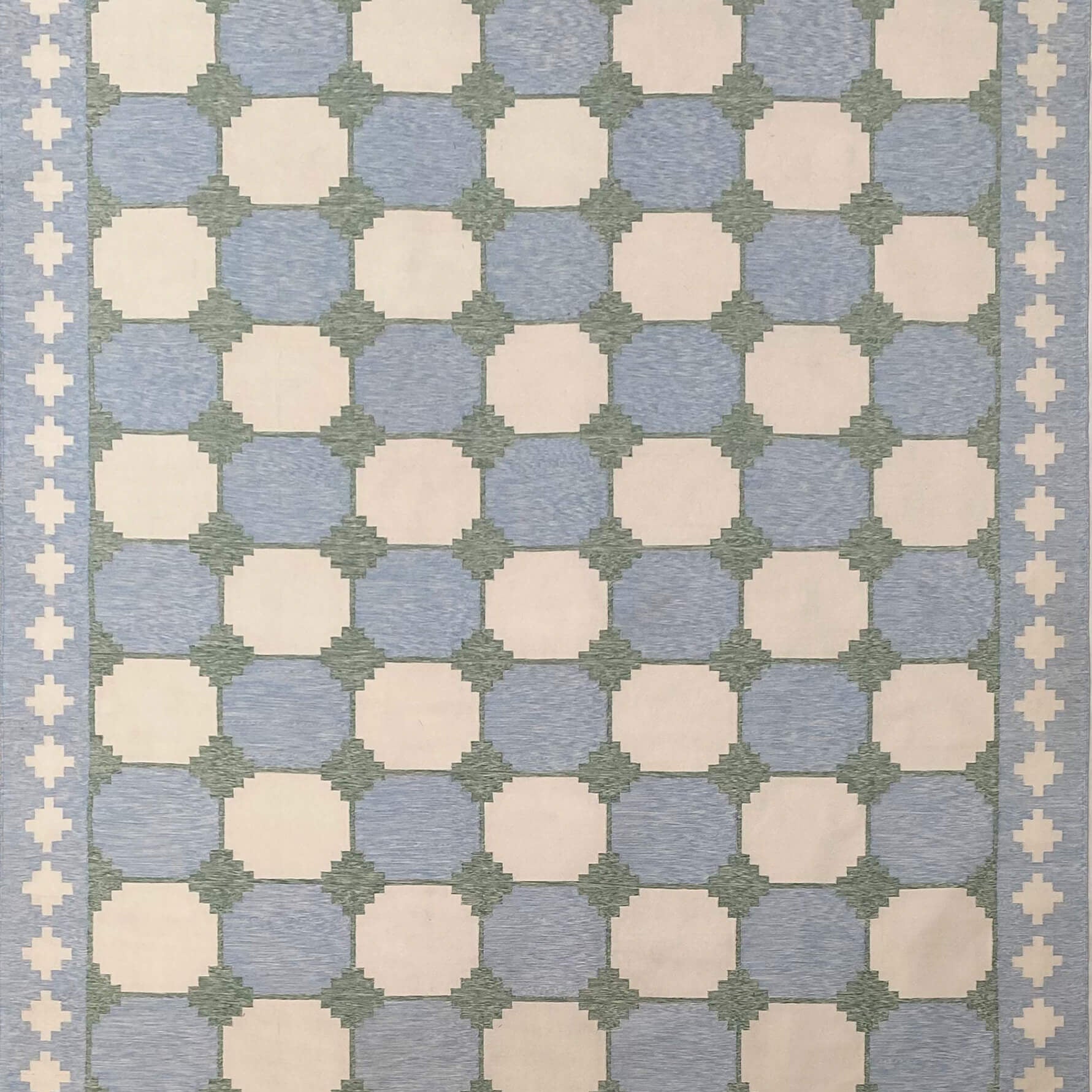 From Jaipur With Love tile blue white and green jute rug