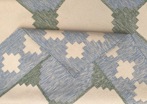 From Jaipur With Love tile blue white and green jute rug