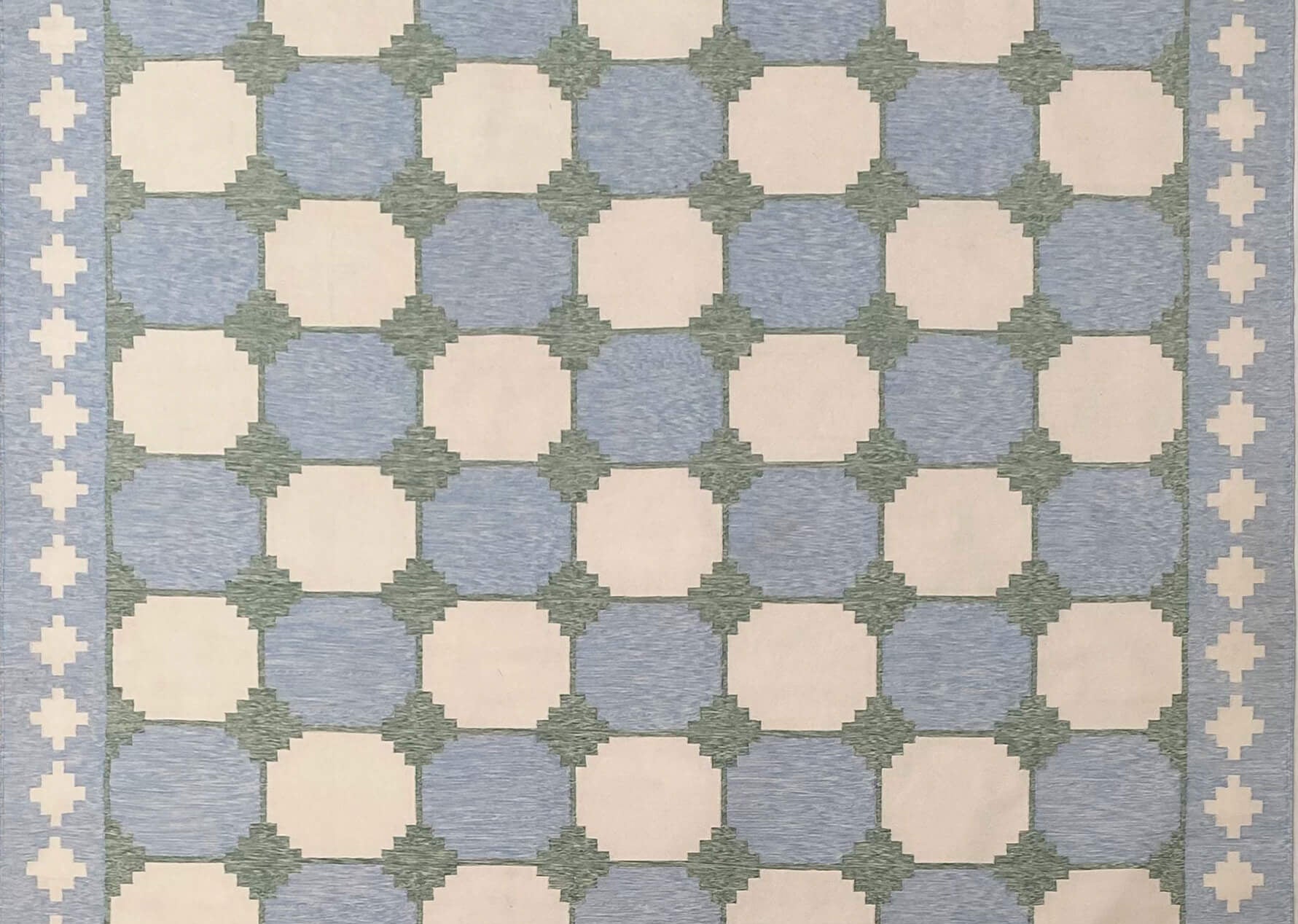 From Jaipur With Love tile blue white and green jute rug