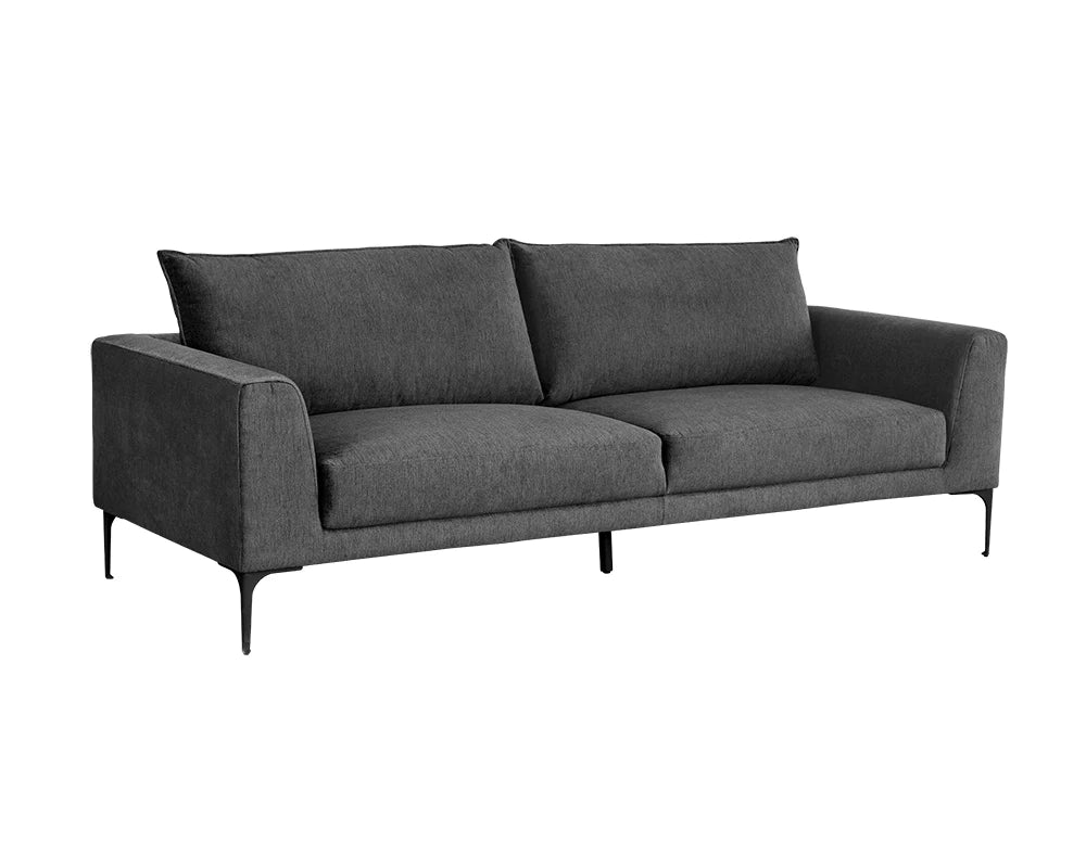 Sleek Sofa with Black Steel Feet