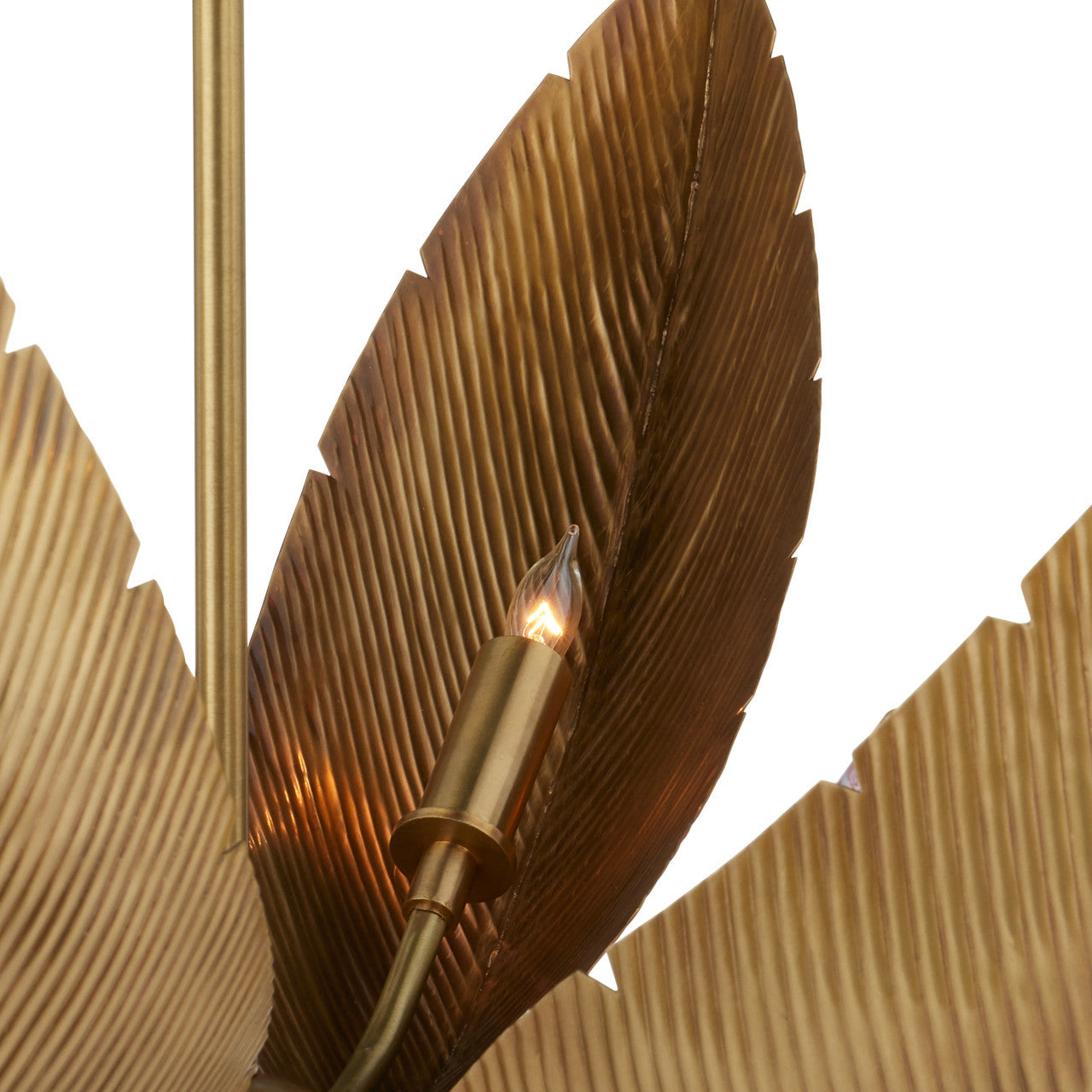 Birds of paradise palm brass chandelier