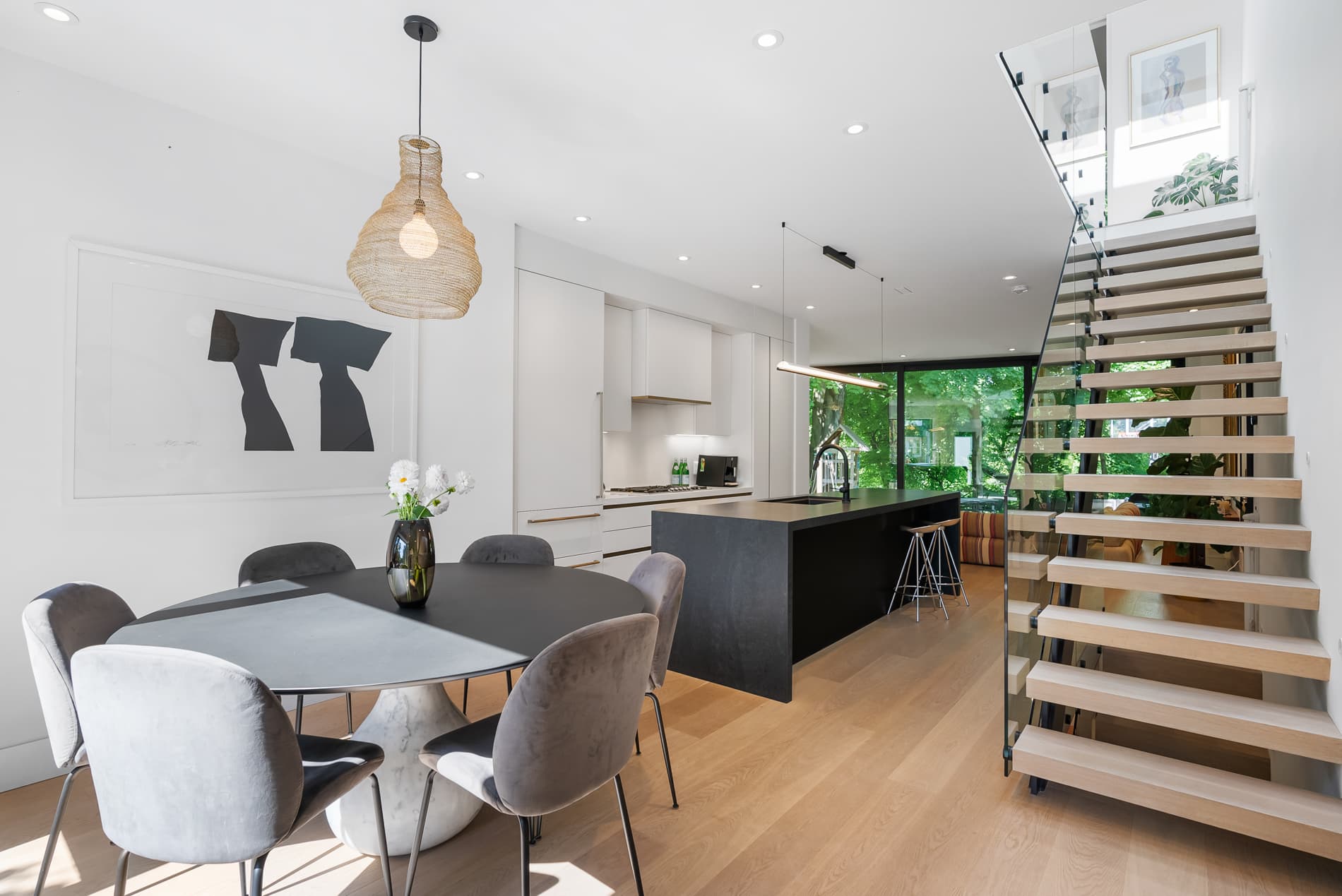 contemporary, mid-century dining room designed by Homekin