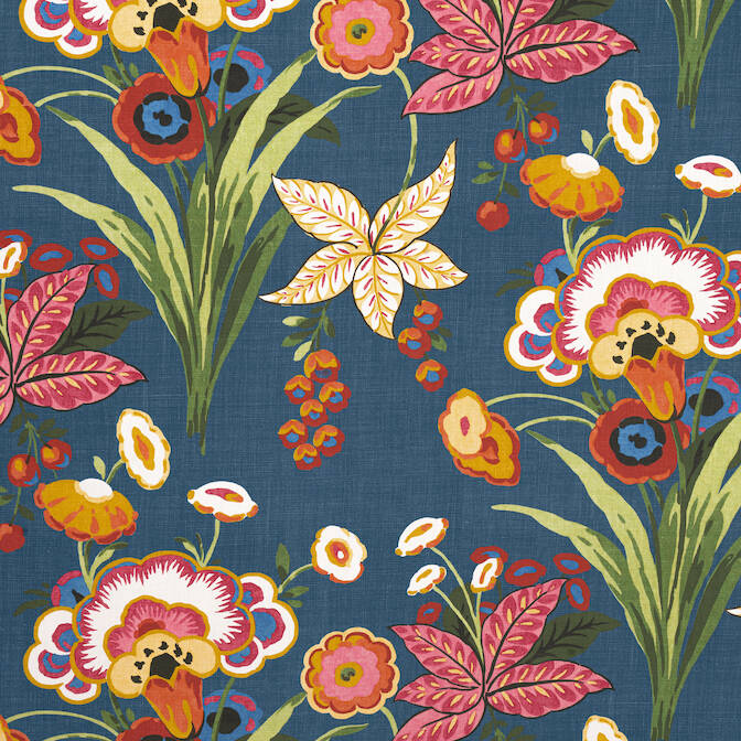 Thibaut Pasadena fabric in blue and magenta