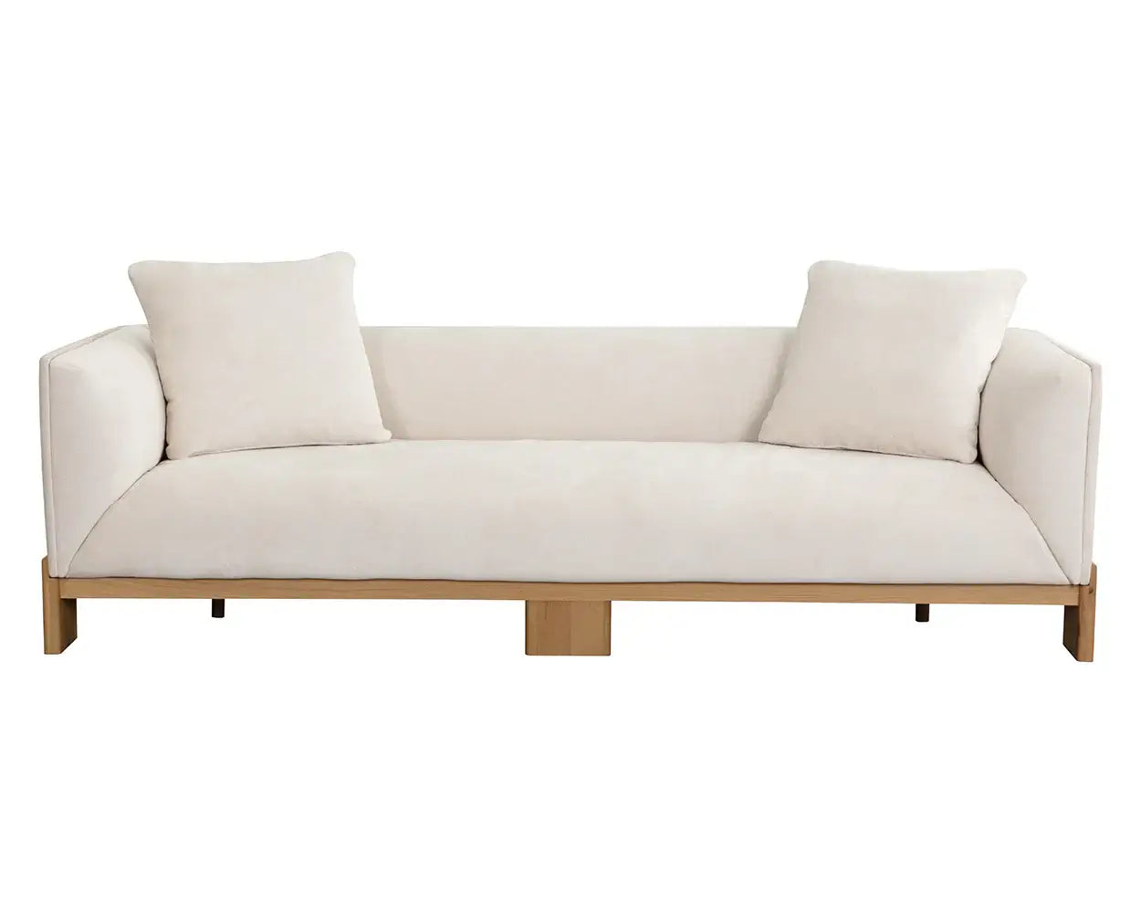 neutral sofa with wood legs