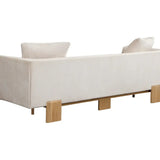 neutral sofa with wood legs