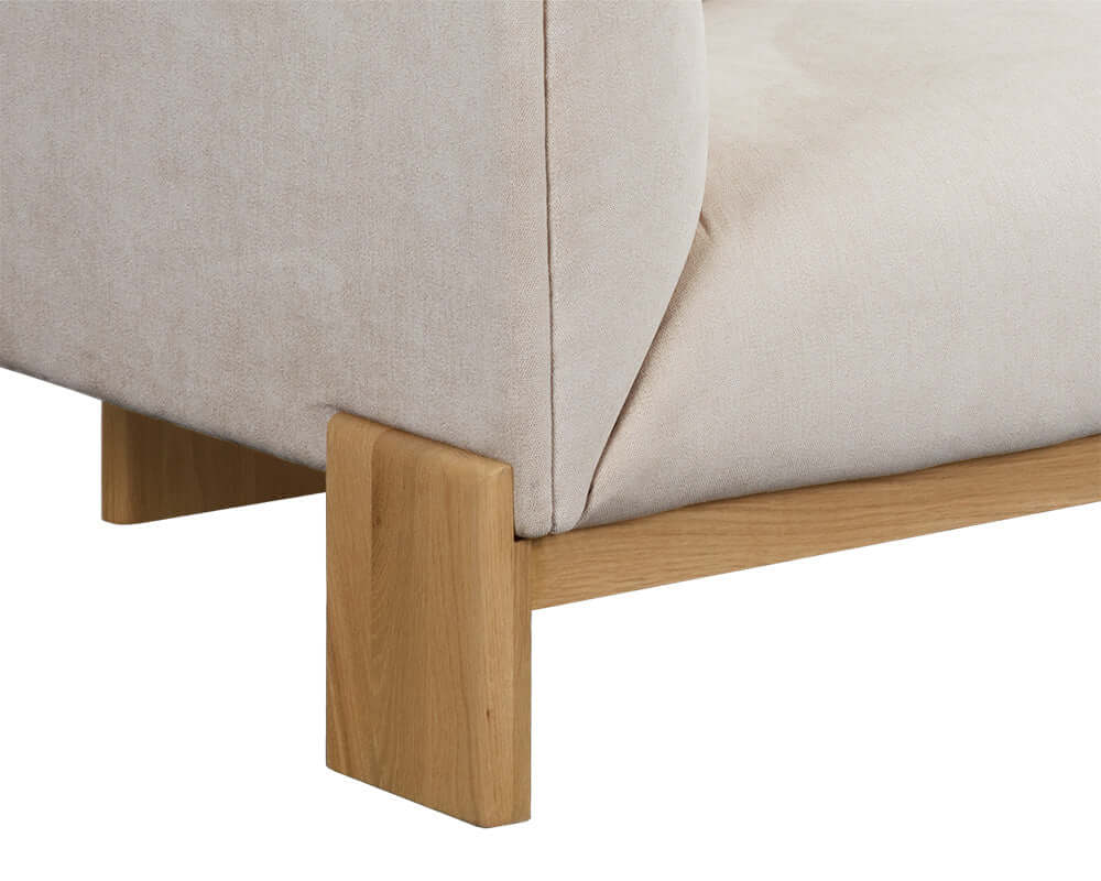 neutral sofa with wood legs