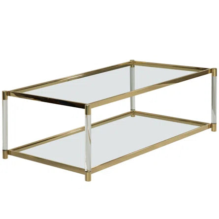 Acrylic and brass coffee table