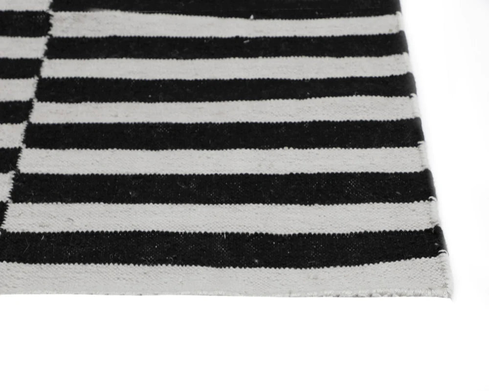 Black and white stripe contemporary rug interiors