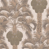 Hollywood palm wallpaper in pink with metallic accent