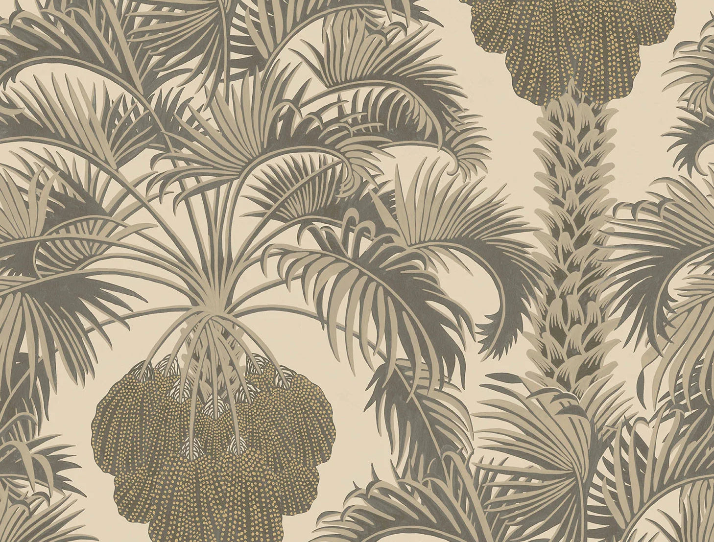 Hollywood palm wallpaper in cream with metallic accent