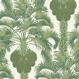 Hollywood palm wallpaper in green with metallic accent