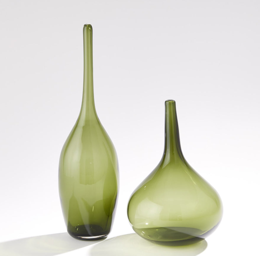 Zenith glass blown green vase stunning home decor accent