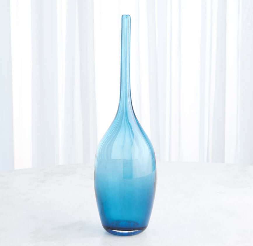 Zenith glass blown blue vase stunning home decor accent