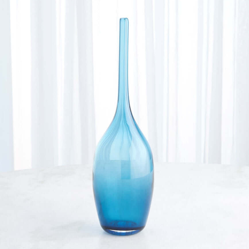 Zenith glass blown blue vase stunning home decor accent