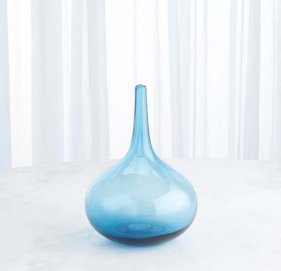 Zenith glass blown blue vase stunning home decor accent