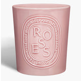 Dyptique rose candle in beautiful ceramic holder