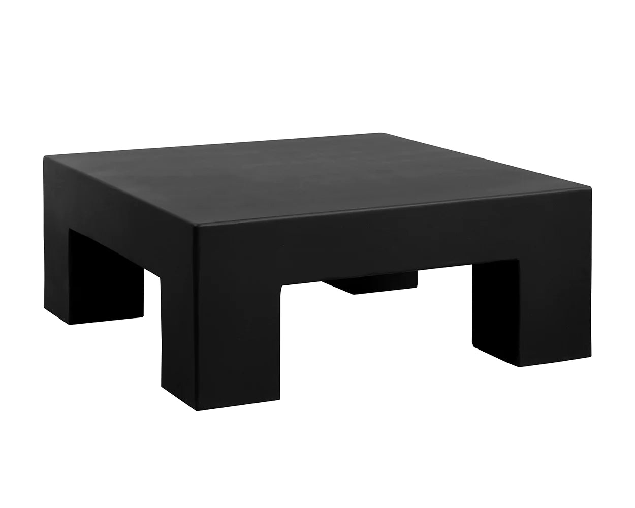 Black cement square coffee table contemporary design interior style