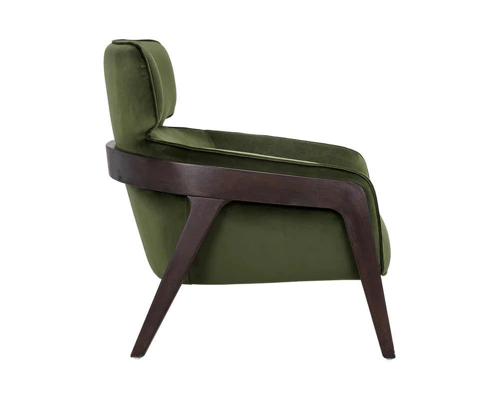 Hunter green velvet with black legs living room armchair contemporary design