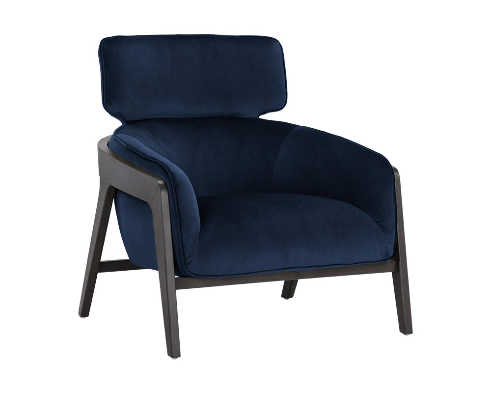 Navy blue velvet with black legs living room armchair contemporary design