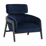 Navy blue velvet with black legs living room armchair contemporary design