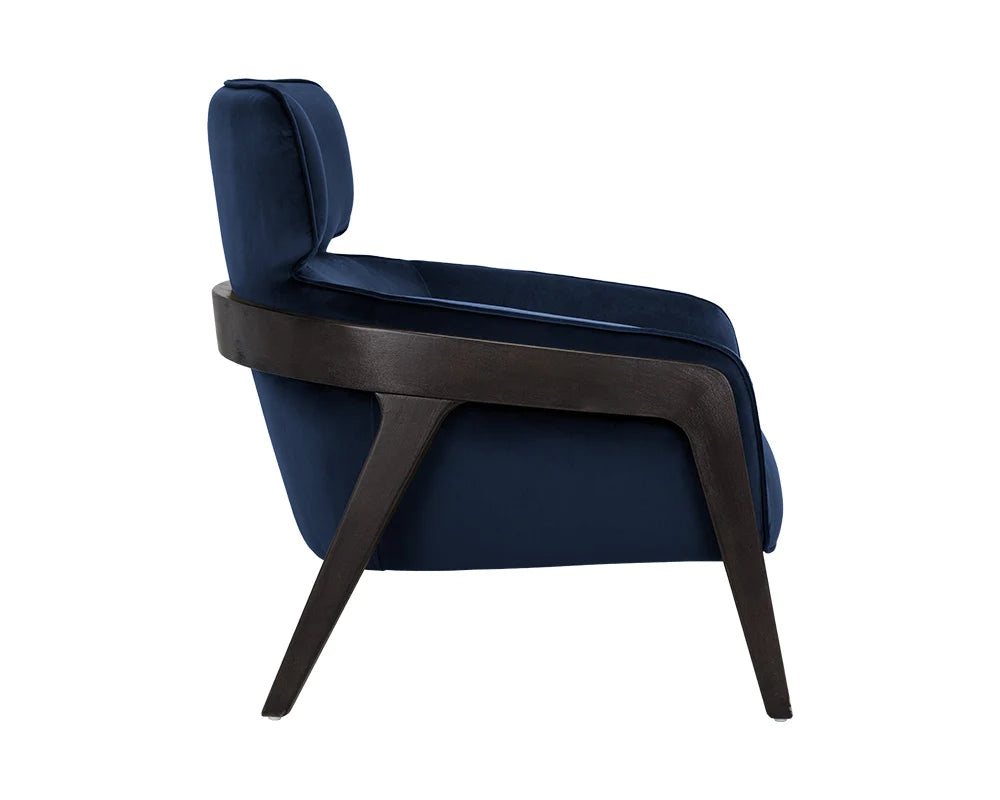 Navy blue velvet with black legs living room armchair contemporary design