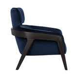 Navy blue velvet with black legs living room armchair contemporary design