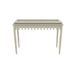 Cream lacquer console with scalloped edger foyer entry