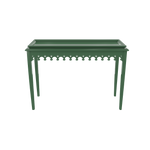 Green lacquer console with scalloped edger foyer entry