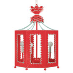 Two tone scalloped edge lantern in lacquer paint finish in red and white