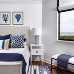 Blue and white coastal bedroom in Naples Florida