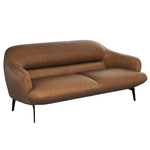 Cognac leather sofa with black metal legs