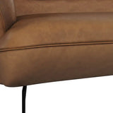 Cognac Italian leather sofa with black metal legs