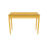 Yellow Lacquer console with scalloped edger foyer entry